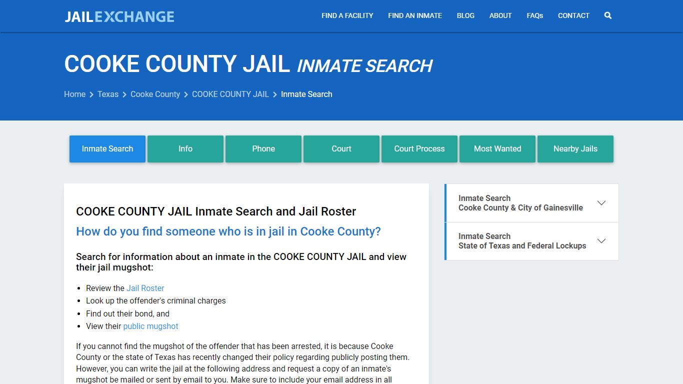 Inmate Search: Roster & Mugshots - COOKE COUNTY JAIL, TX - Jail Exchange
